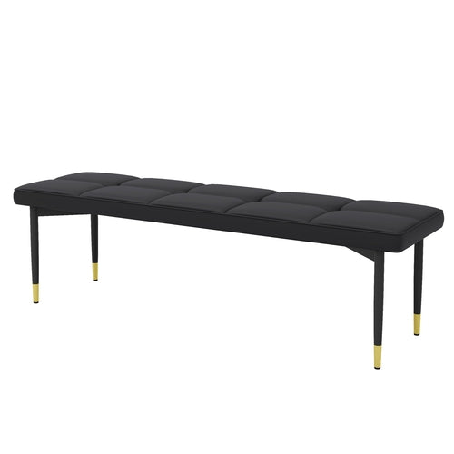 Multifunctional Black Shoe Bench with Faux PU Cushion, 59*17 Inch.It