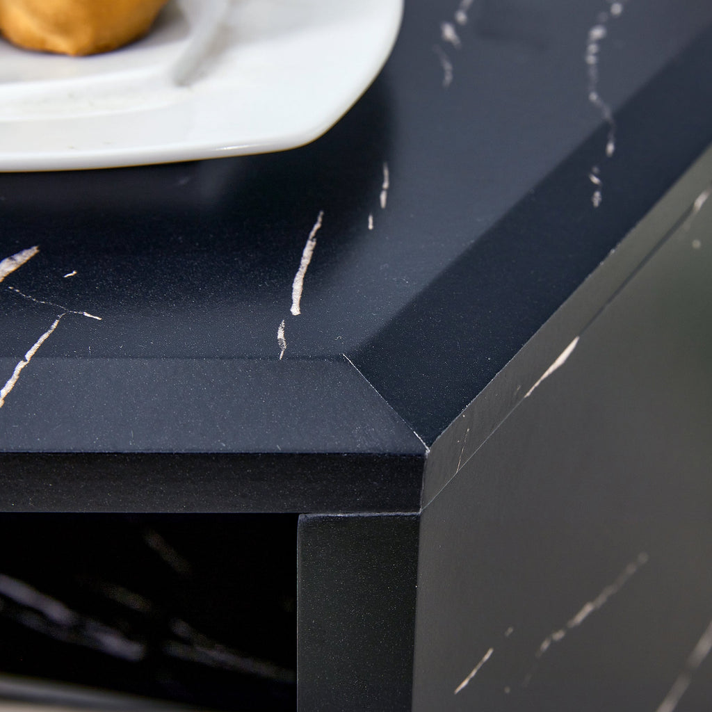 Hexagonal MDF Coffee Table with Characteristic Pattern Stickers and