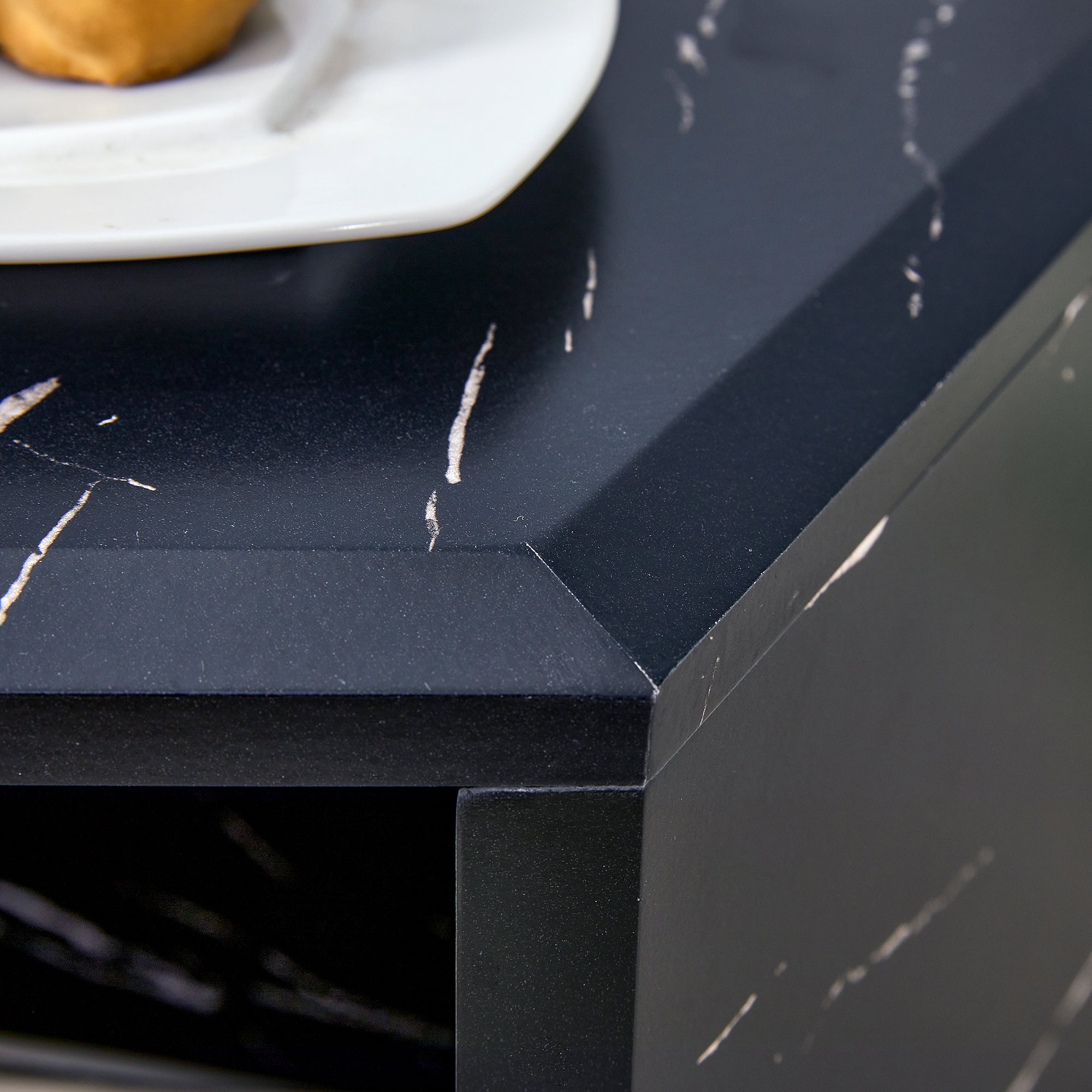 Hexagonal MDF Coffee Table with Characteristic Pattern Stickers and