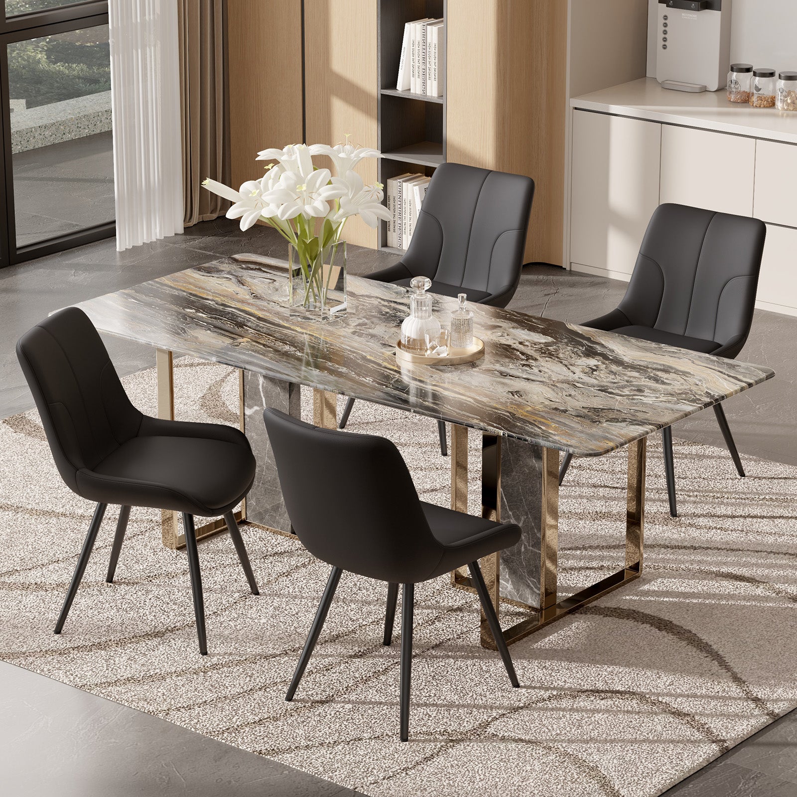 A Set Of 2 Dining Chairs, Upholstered In Synthetic Leather, With Metal Chair Legs, Suitable For Dining Rooms, Living Rooms And Bedrooms