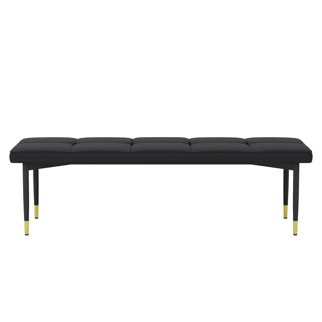 Multifunctional Black Shoe Bench with Faux PU Cushion, 59*17 Inch.It