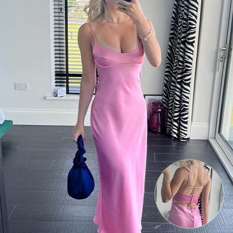Camis Satin Long Dresses - Sexy Casual Backless Summer Dresses