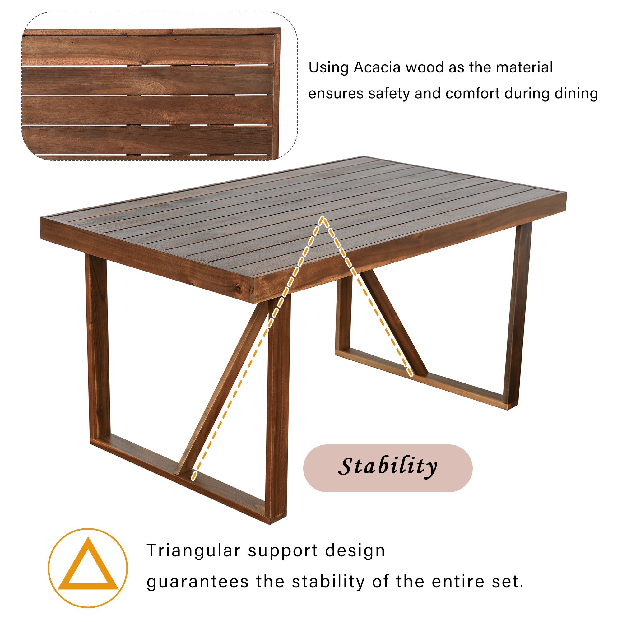 High-quality Acacia Wood Outdoor Table and Chair Set, Suitable for