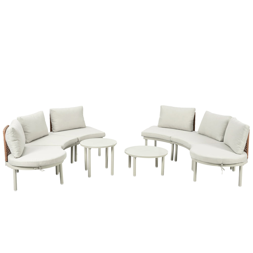 8-Piece Patio Sofa Furniture Set, Half Moon Outdoor Sectional Sofa