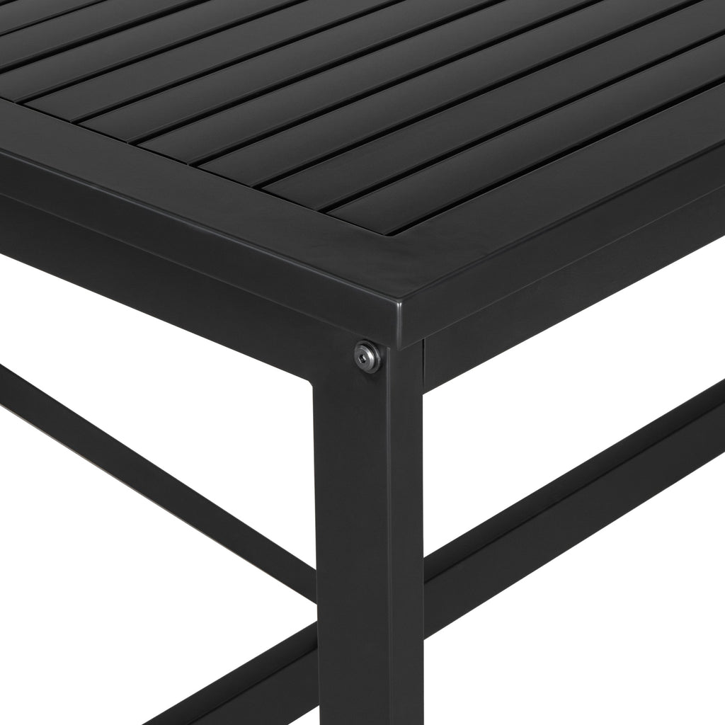 Iron Outdoor Dining Set with Acacia Wood Armrest Suitable For Patio,