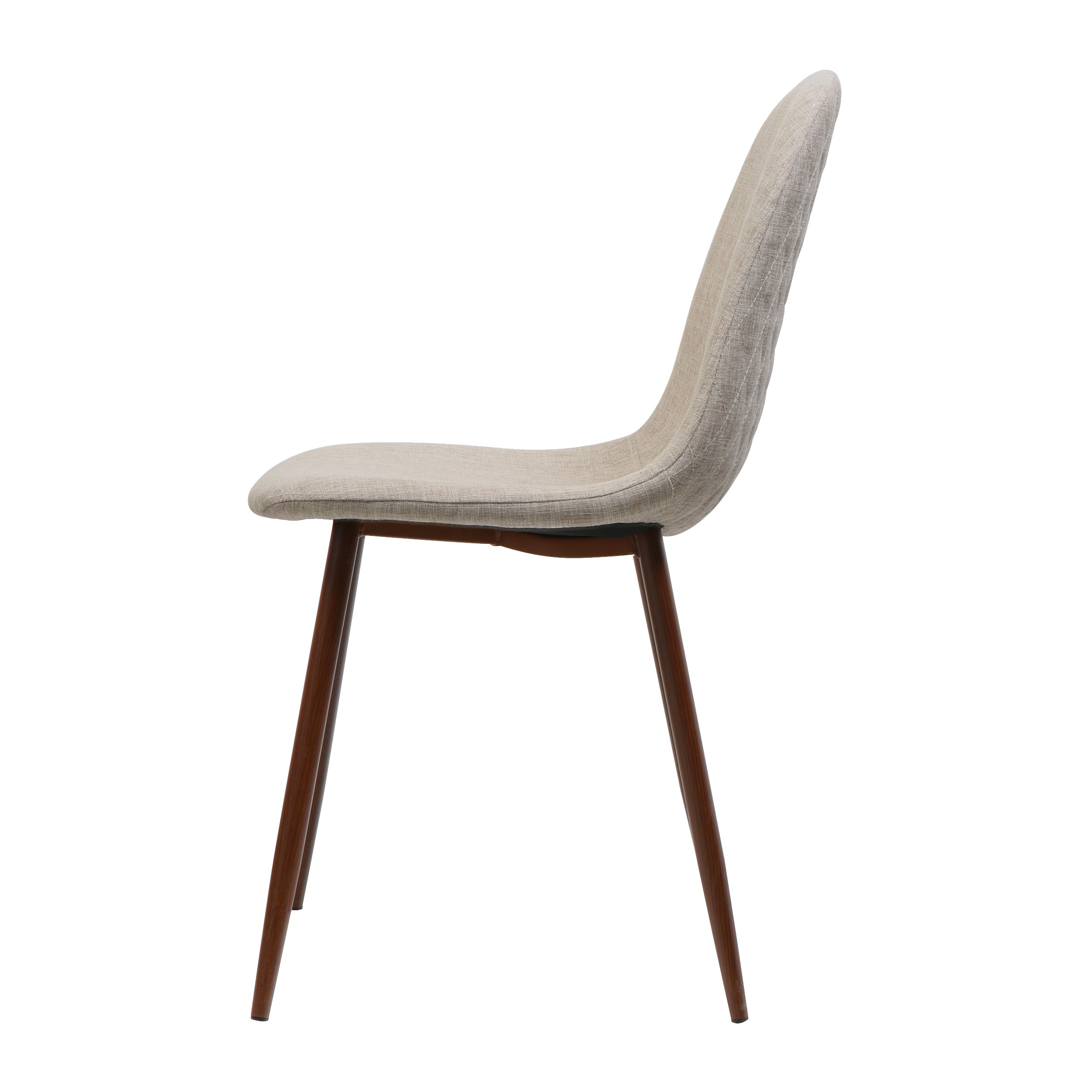 Elegant Wheat Fabric Dining Chair Set with Iron Legs and Dark Walnut