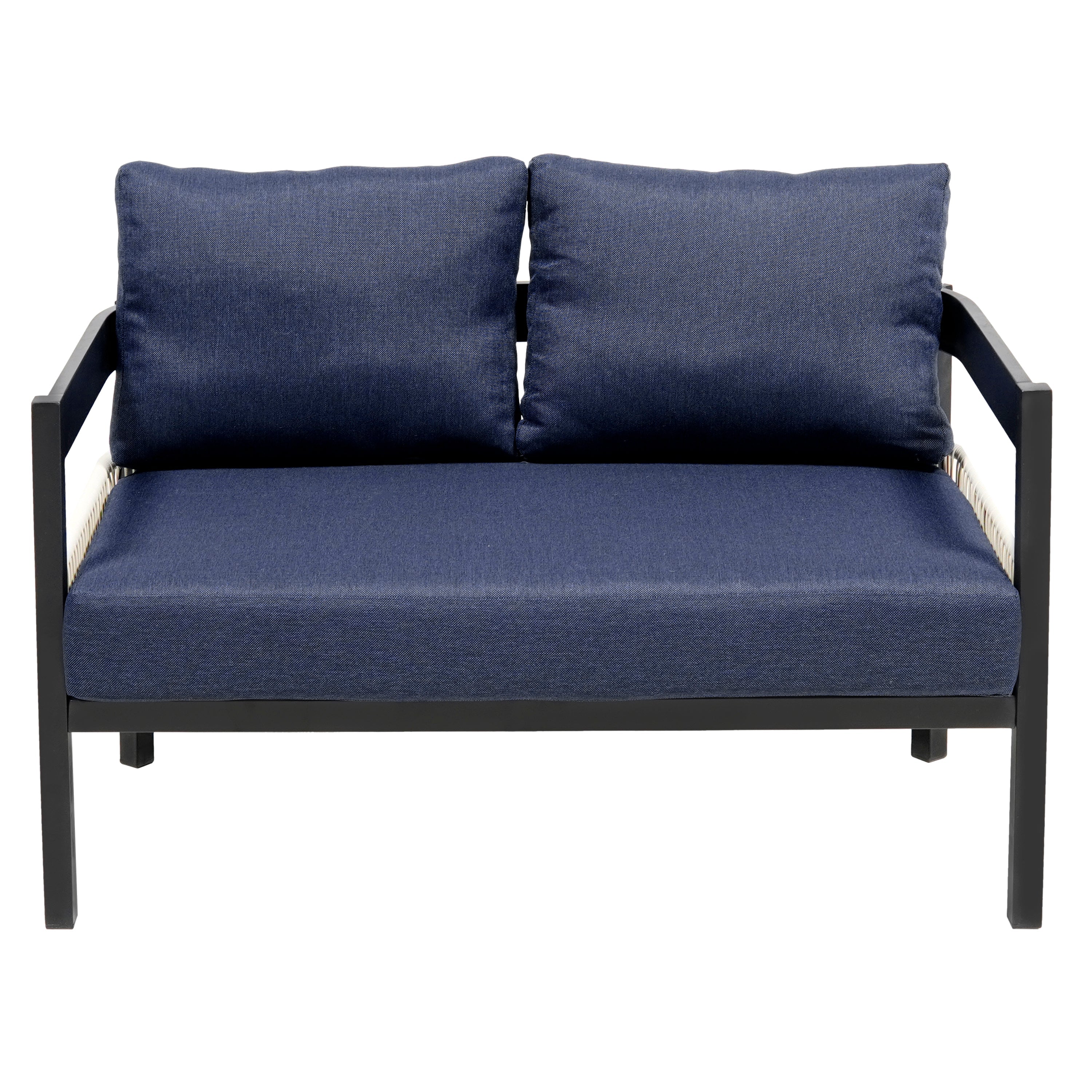 Multi-person Outdoor Iron Sofa Set with A table, Rattan Decoration,