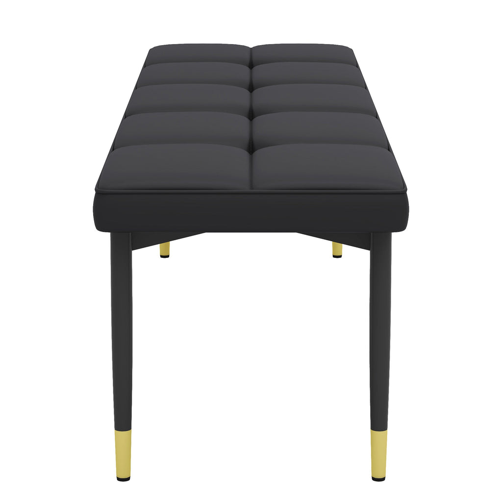 Multifunctional Black Shoe Bench with Faux PU Cushion, 59*17 Inch.It