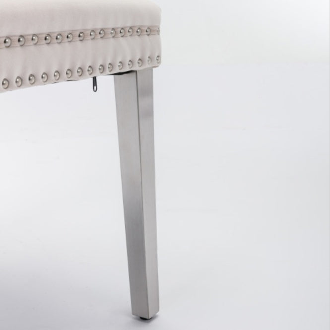 High-end Tufted Solid Wood Contemporary Velvet Upholstered Dining Chair With Chrome Stainless Steel Plating Legs,Nailhead Trim,Set Of 2