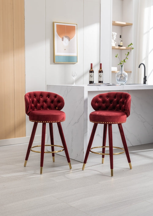 Counter Height Bar Stools Set of 2 for Kitchen Counter Solid Wood Legs
