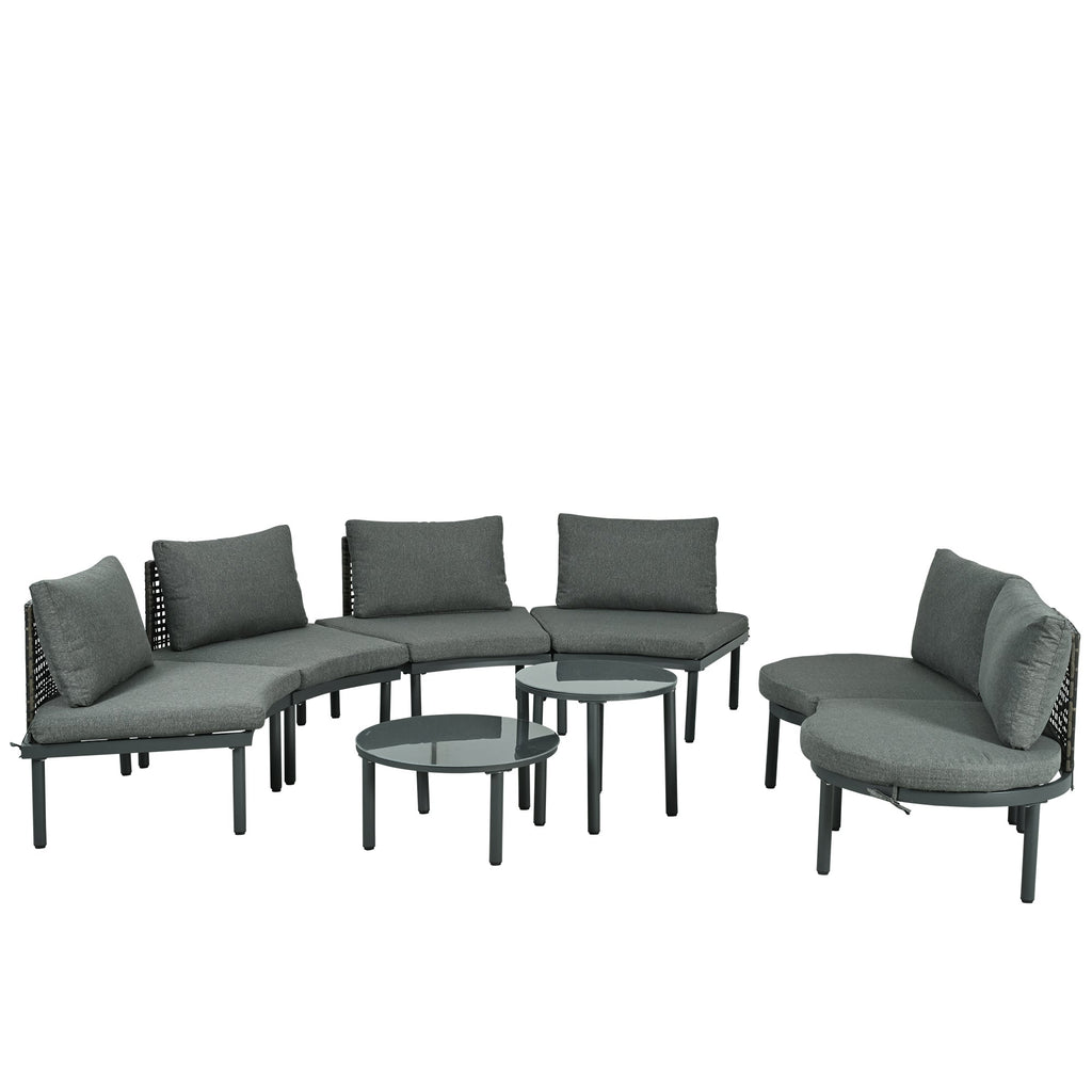 8-Piece Patio Sofa Furniture Set, Half Moon Outdoor Sectional Sofa