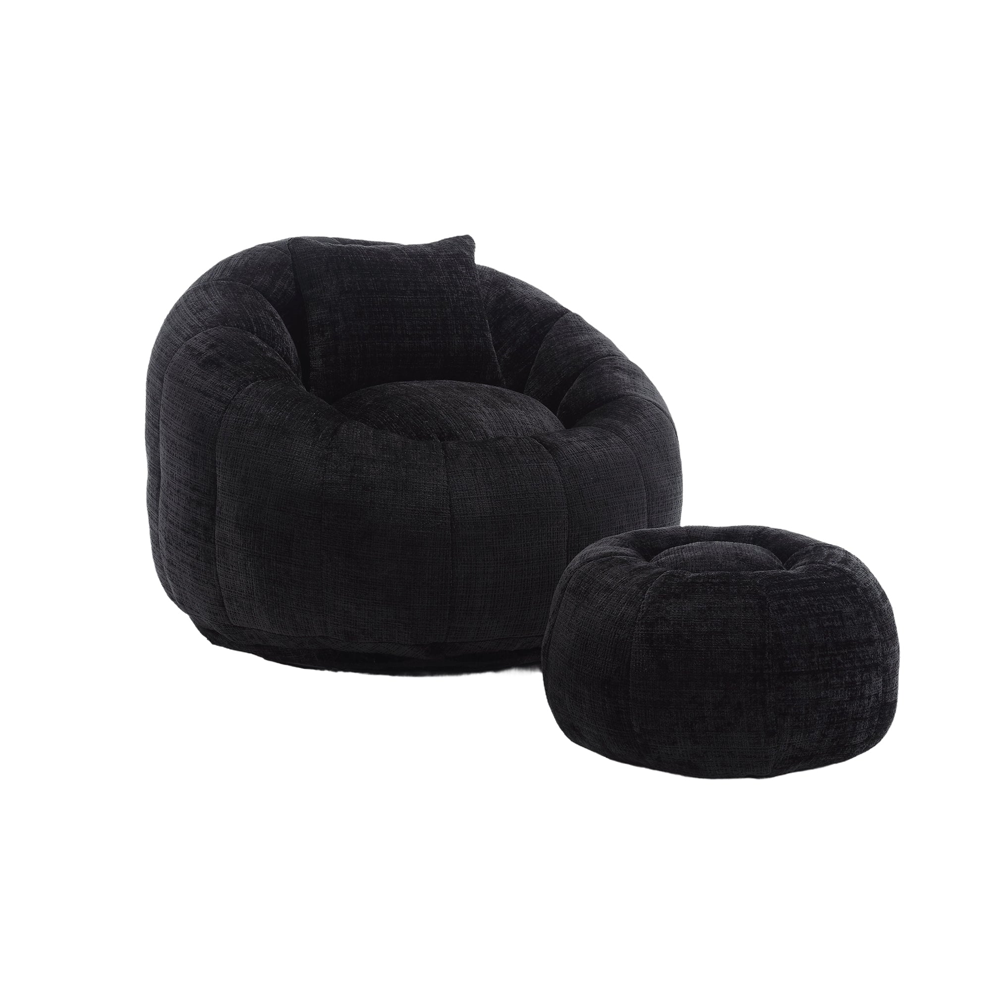 Modern Extra Large Round Bean Bag Chair with Footrest for Living Room,