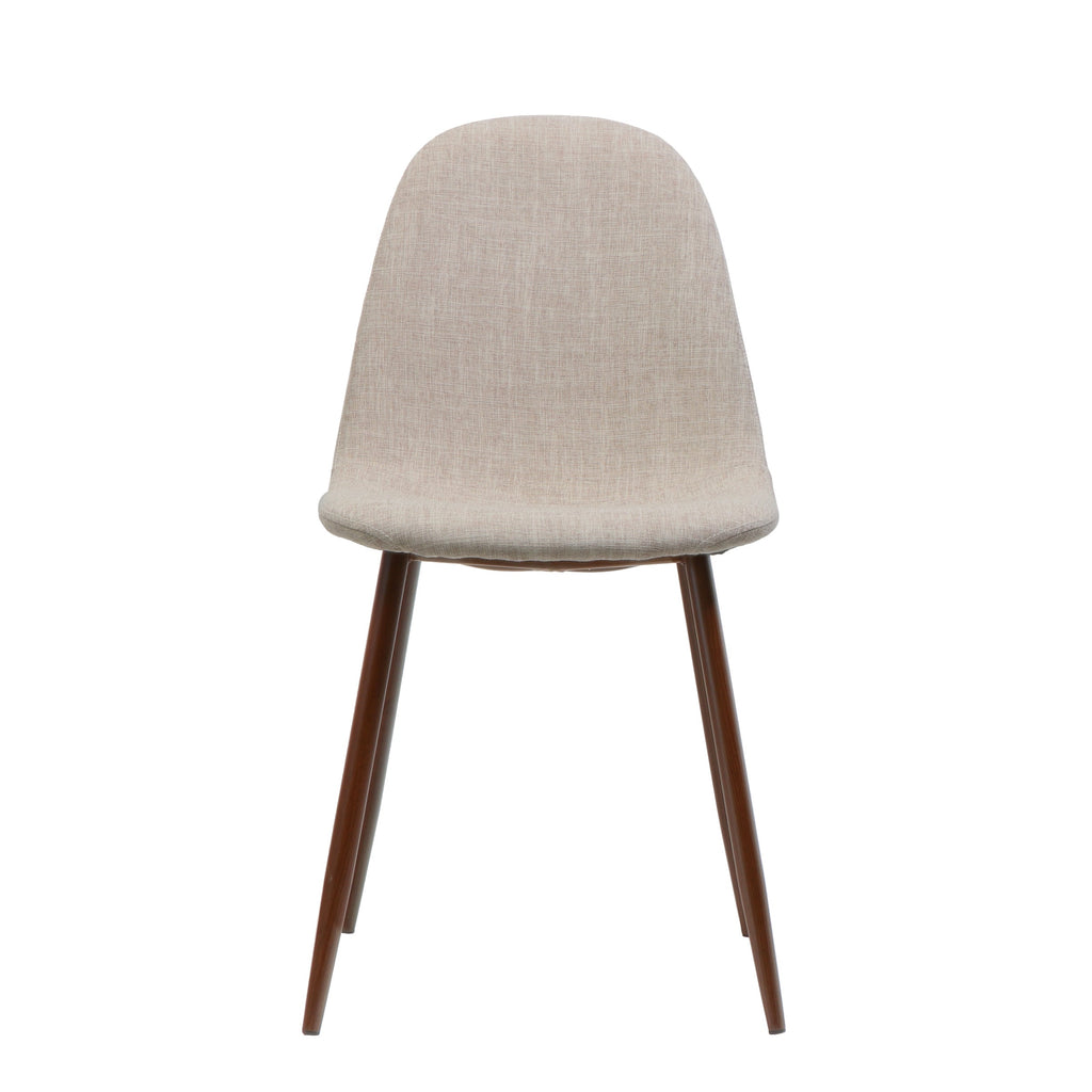 Elegant Wheat Fabric Dining Chair Set with Iron Legs and Dark Walnut