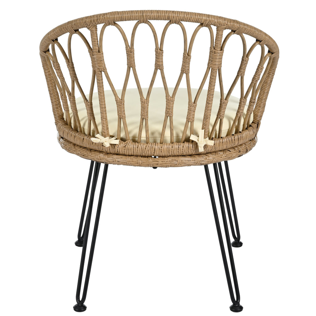 Outdoor Leisure Set, 2 Rattan Single Chairs with A Glass Round Table,