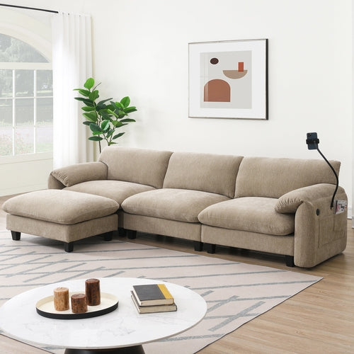 108' Modular Sectional Sofa, L-Shape with 31.5' Extra-Wide Seat
