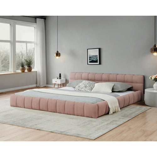 California King size Upholstered Bed Frame with Thick Fabric, Chenille