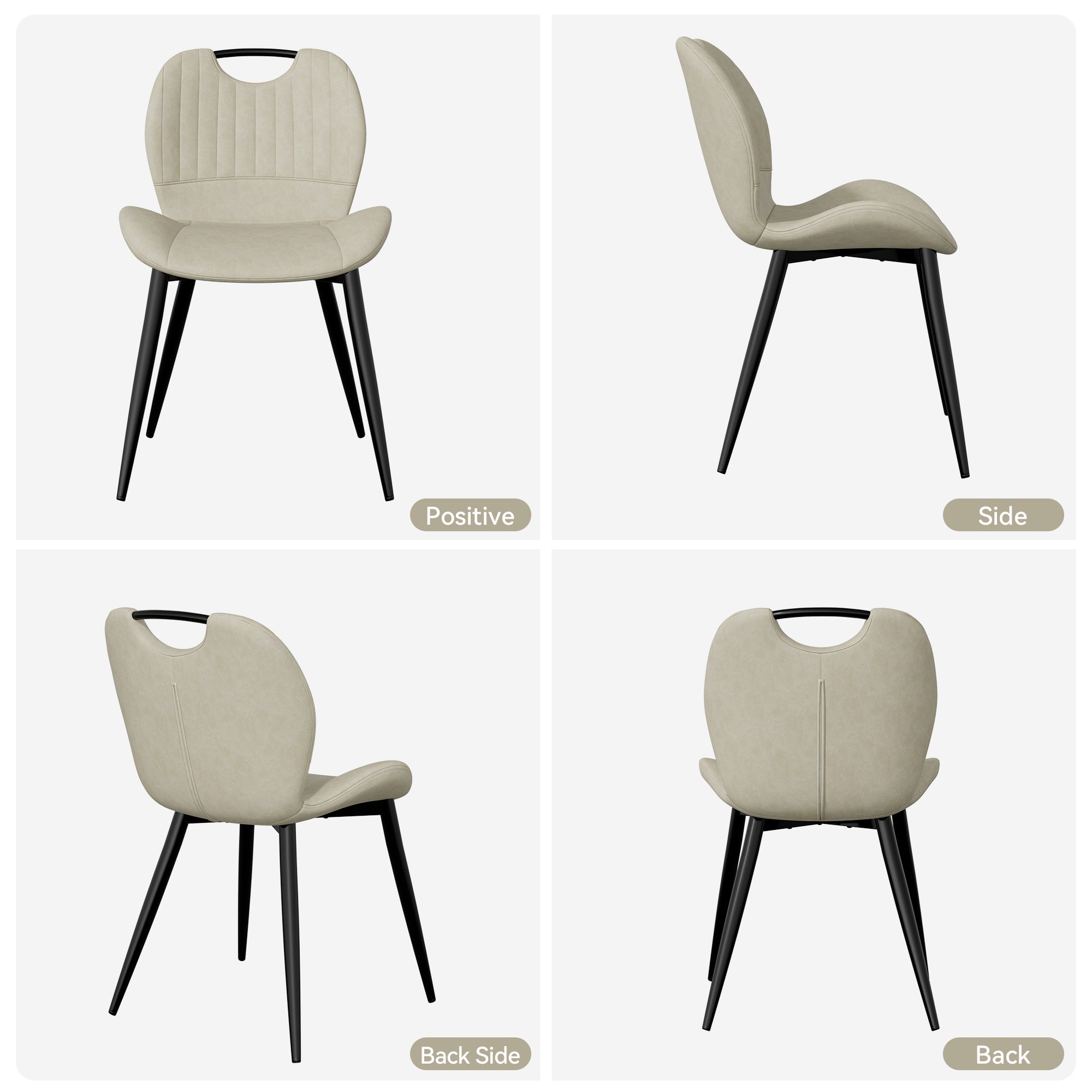 Dining Chair Set Of 2 PU Leather Dining Room Chairs Comfy Backrest Upholstered Dining Chairs Modern Kitchen Armless Side Chair With Solid Wood Legs And Handle