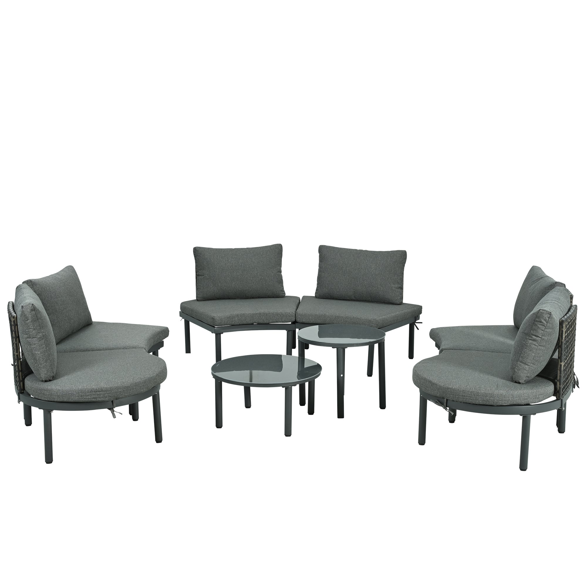 8-Piece Patio Sofa Furniture Set, Half Moon Outdoor Sectional Sofa