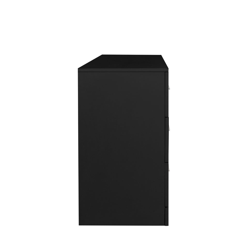 Black Particle Board With Triamcinol, Six Drawer Cabinet