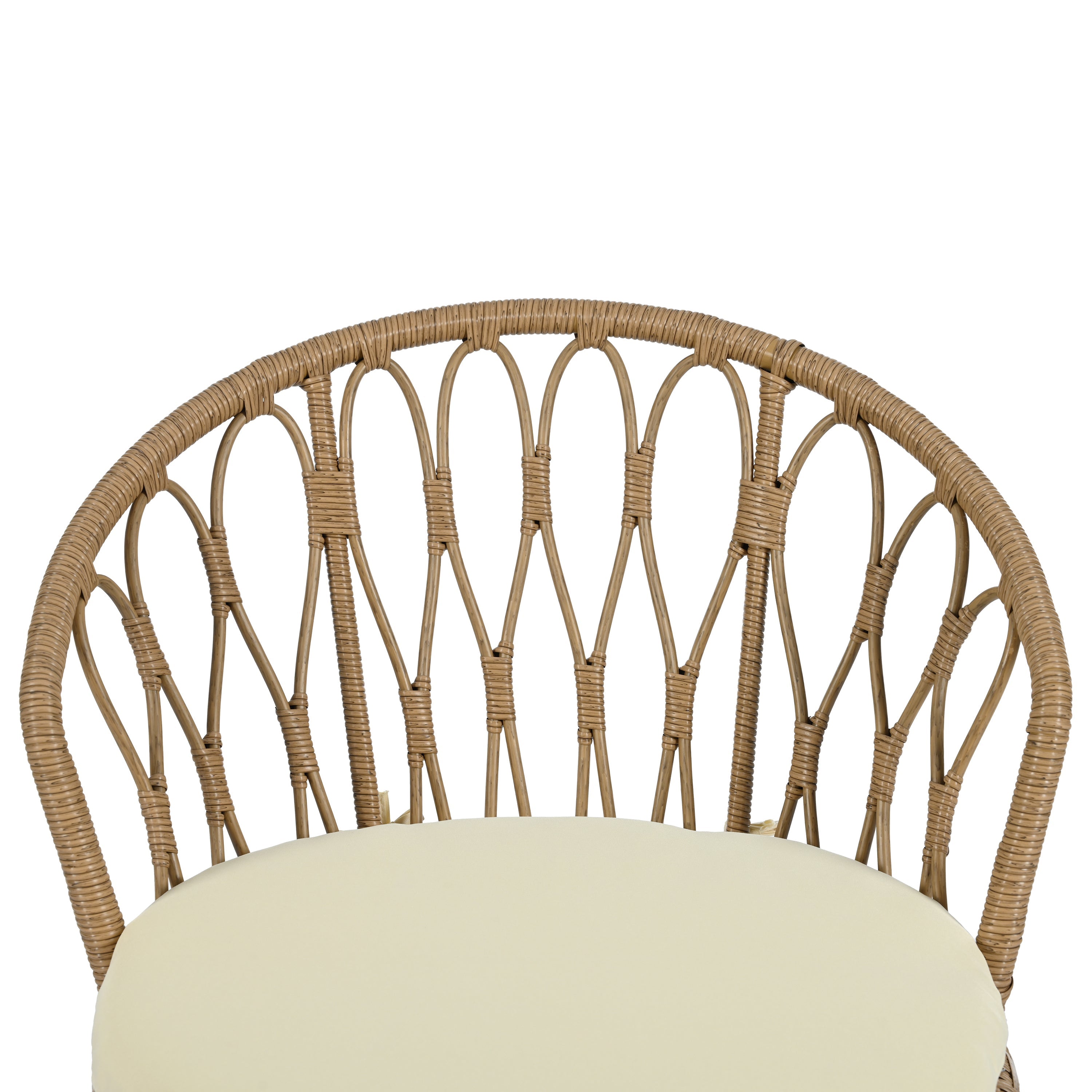 Outdoor Leisure Set, 2 Rattan Single Chairs with A Glass Round Table,