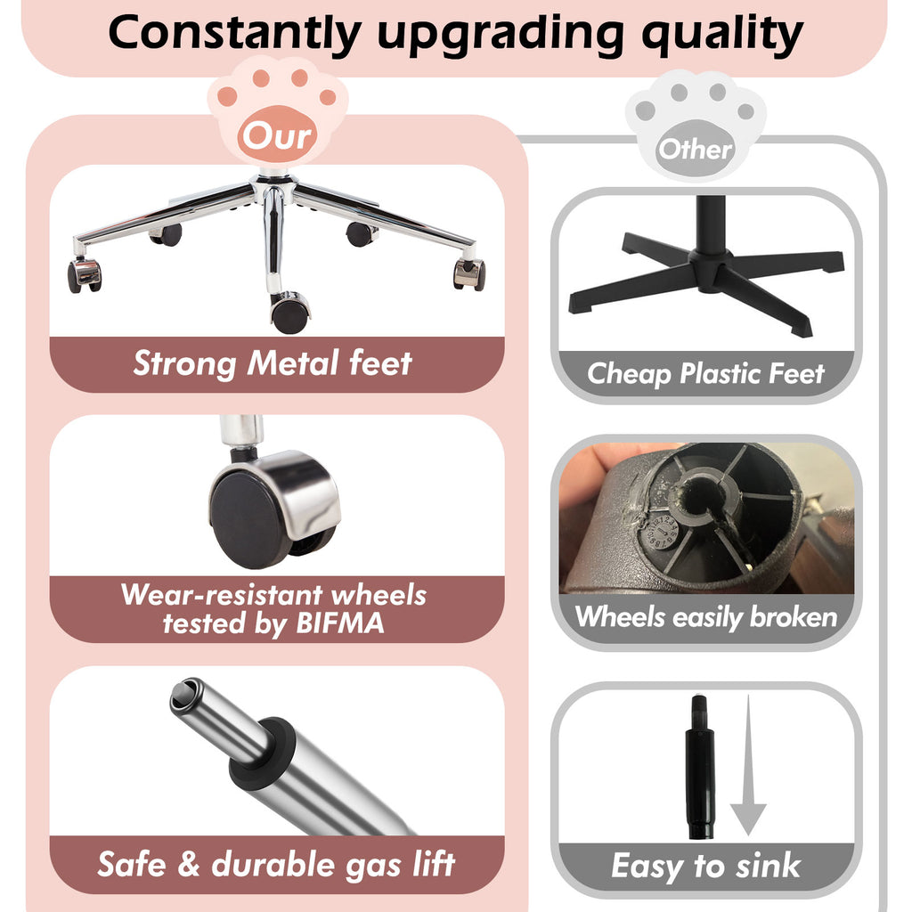 Armless Desk Chair Teddy Fabric Vanity Chair With Wheel