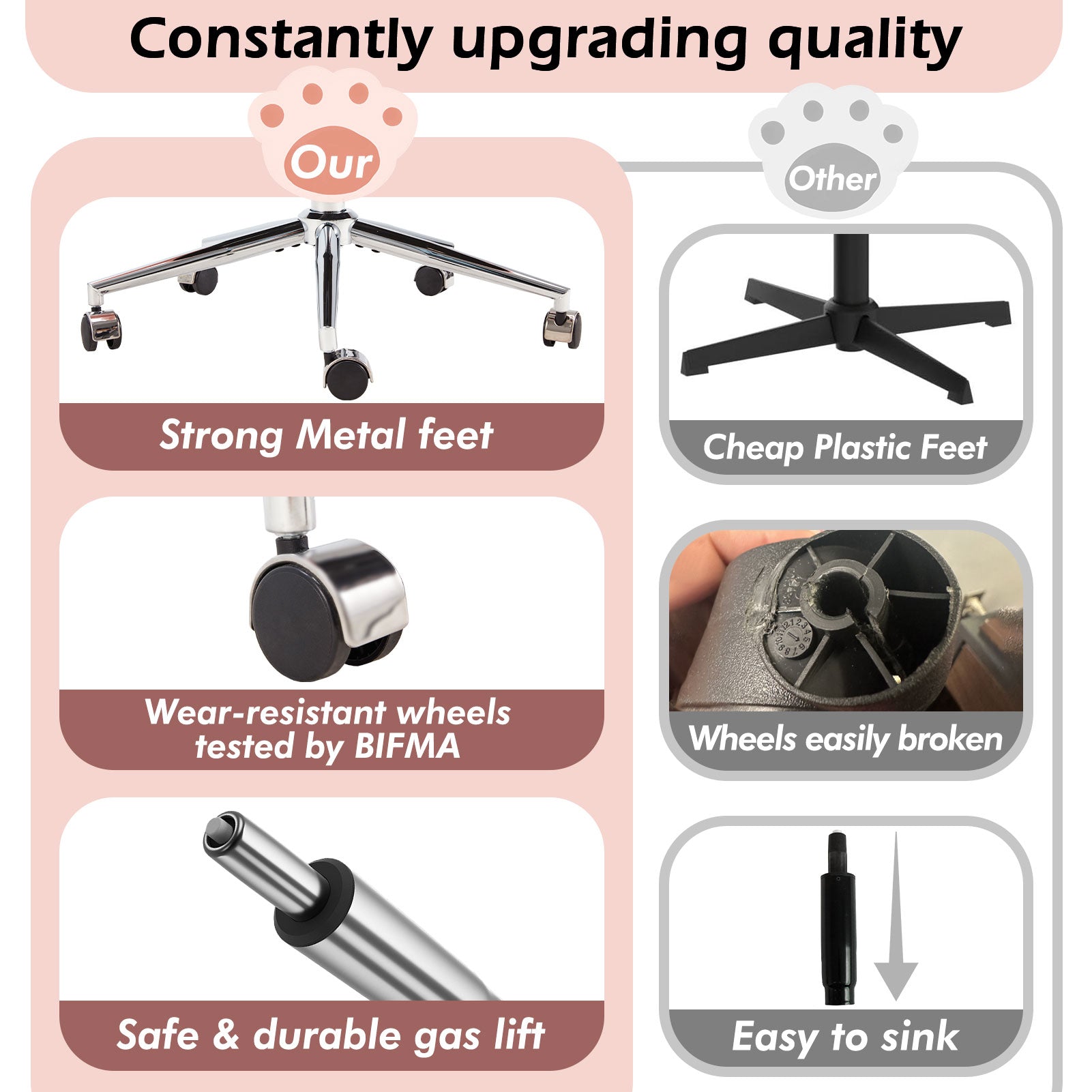 Armless Desk Chair Teddy Fabric Vanity Chair With Wheel