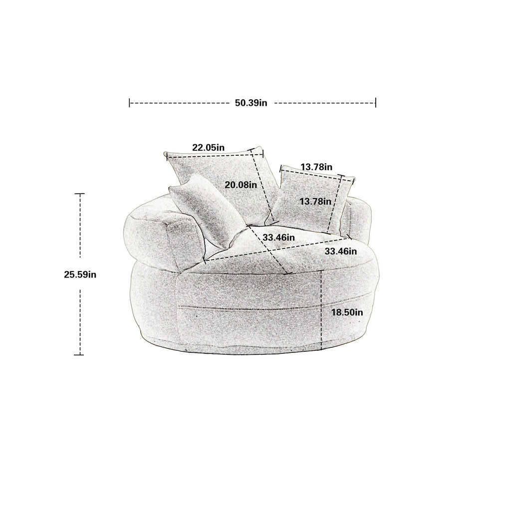 Chenille Sponge single sofa,No Assembly Required,Fluffy Modern Sleeper