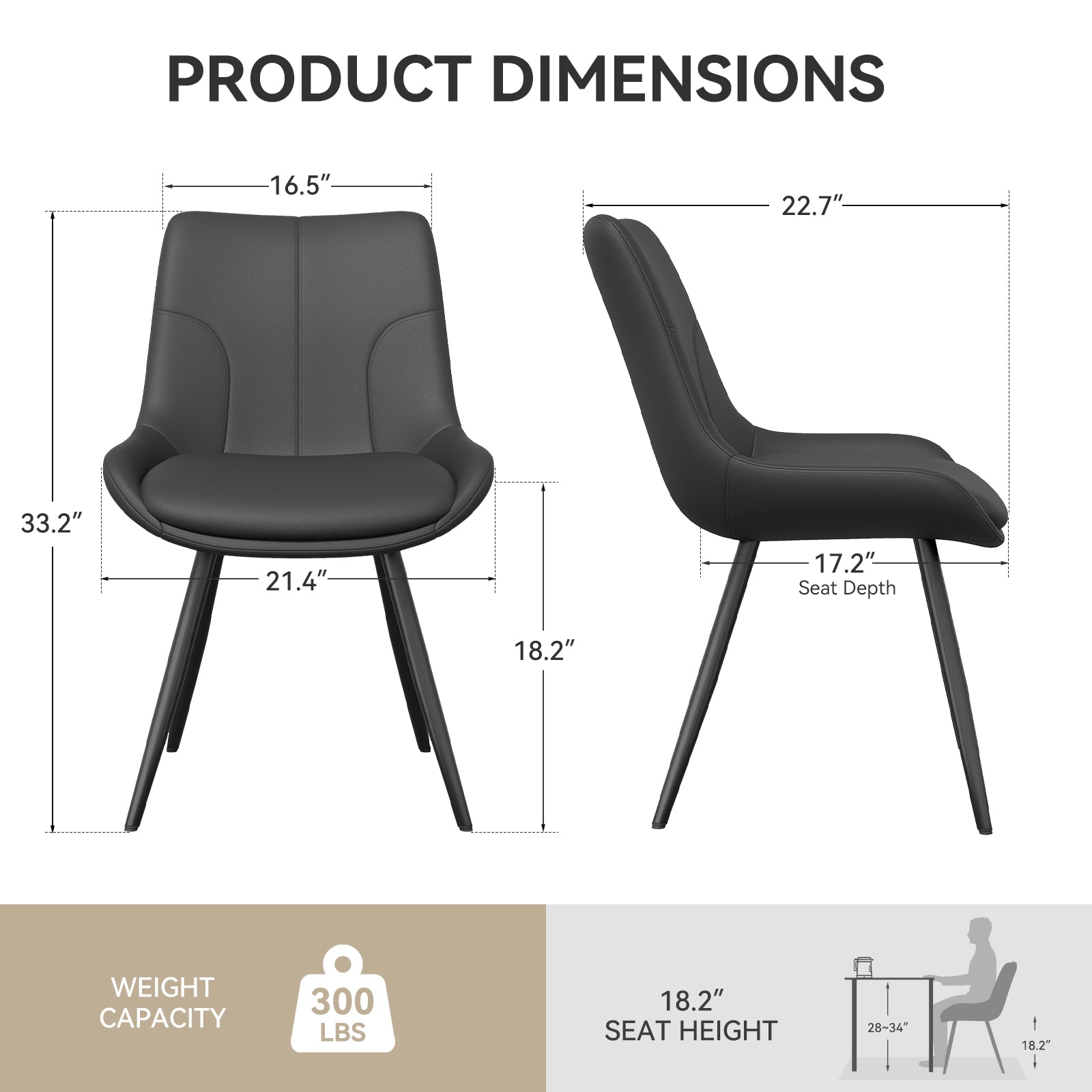 A Set Of 2 Dining Chairs, Upholstered In Synthetic Leather, With Metal Chair Legs, Suitable For Dining Rooms, Living Rooms And Bedrooms