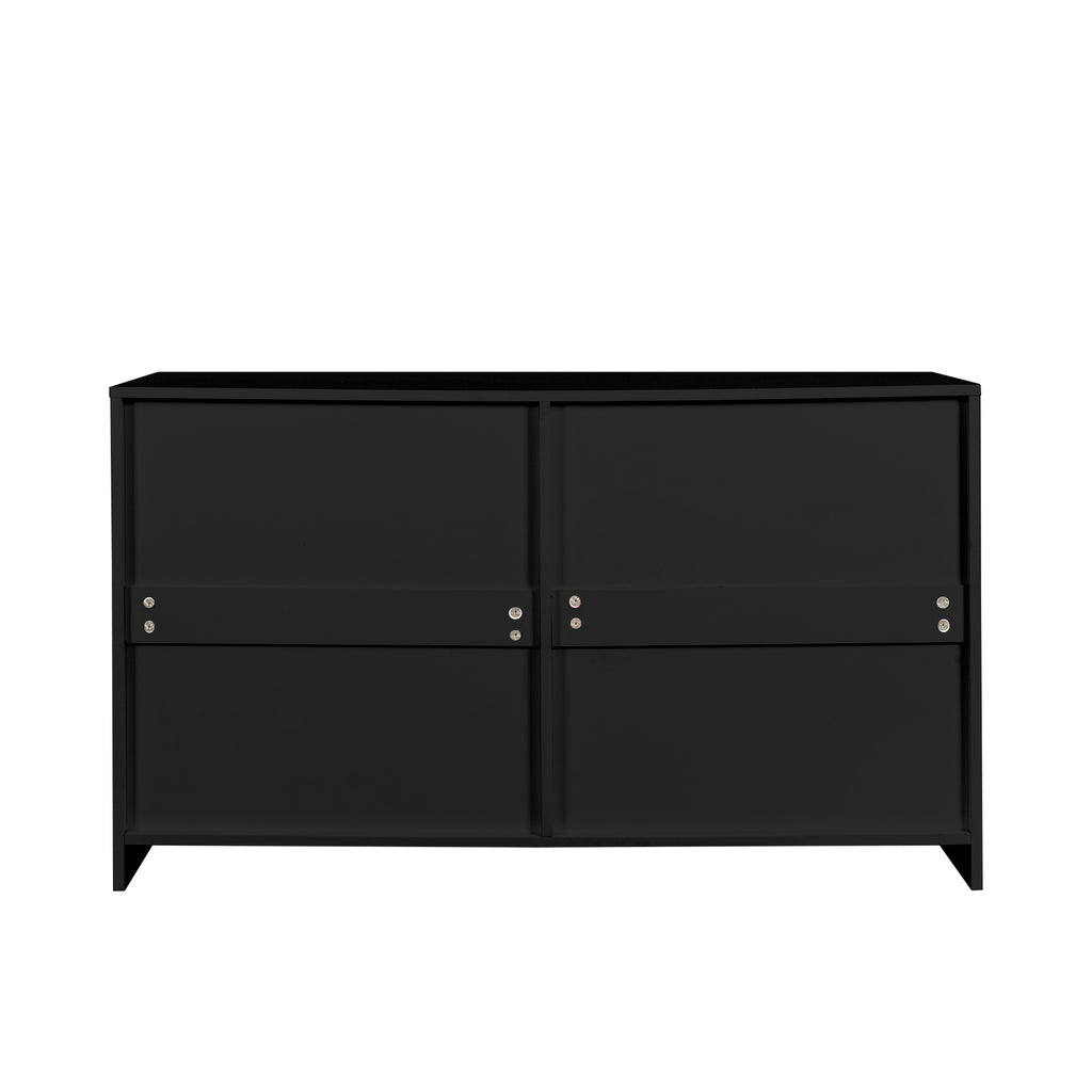 Black Particle Board With Triamcinol, Six Drawer Cabinet