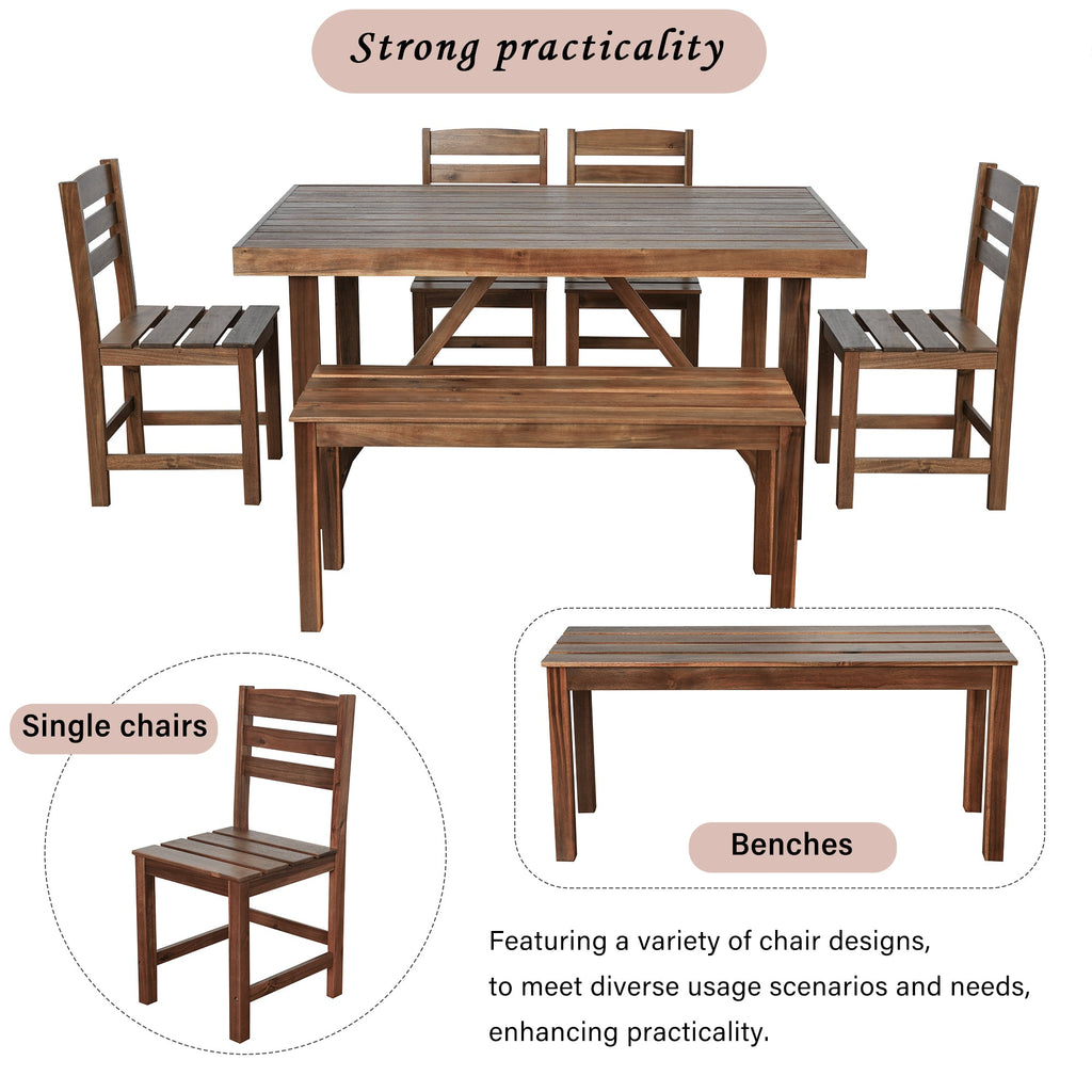 High-quality Acacia Wood Outdoor Table and Chair Set, Suitable for