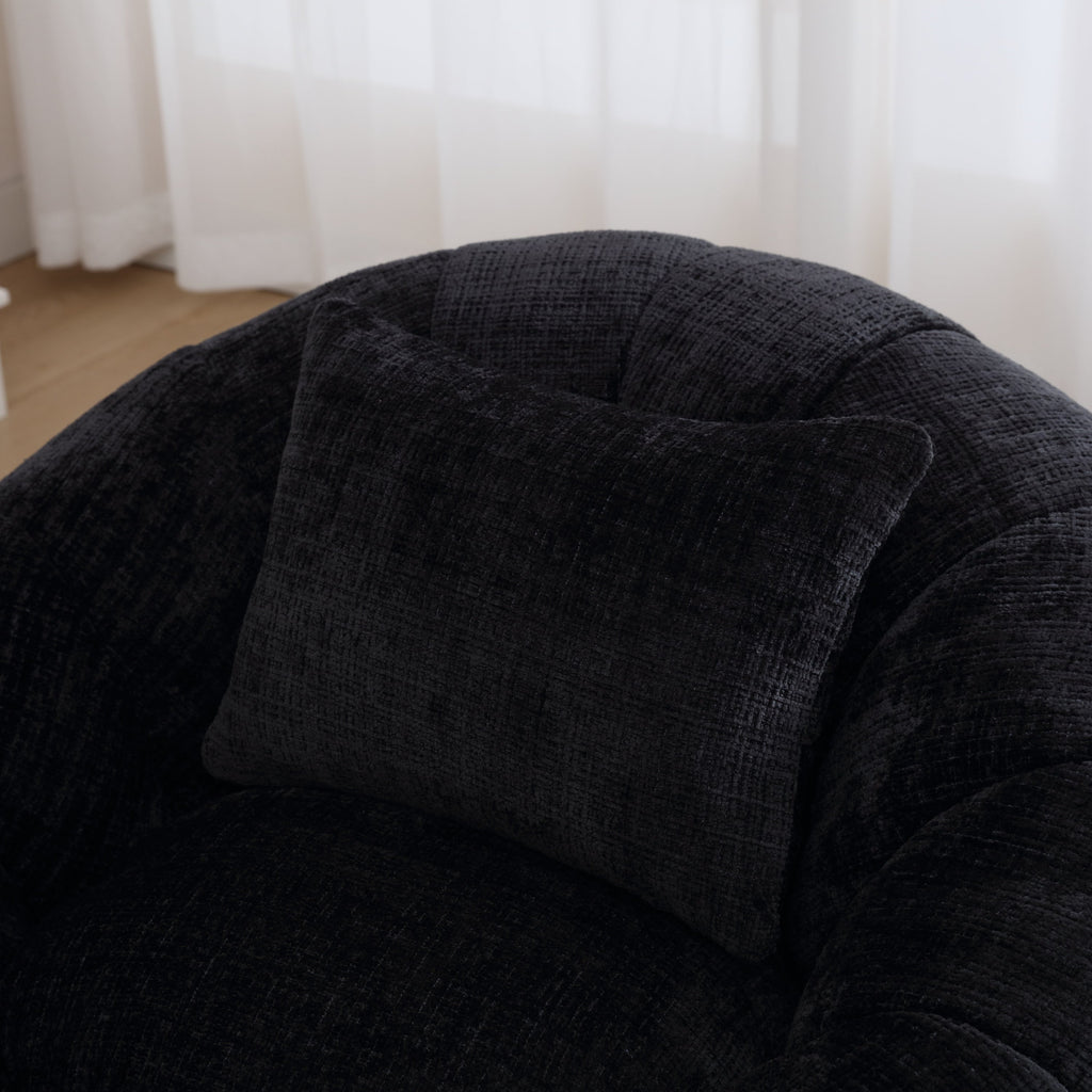 Modern Extra Large Round Bean Bag Chair with Footrest for Living Room,