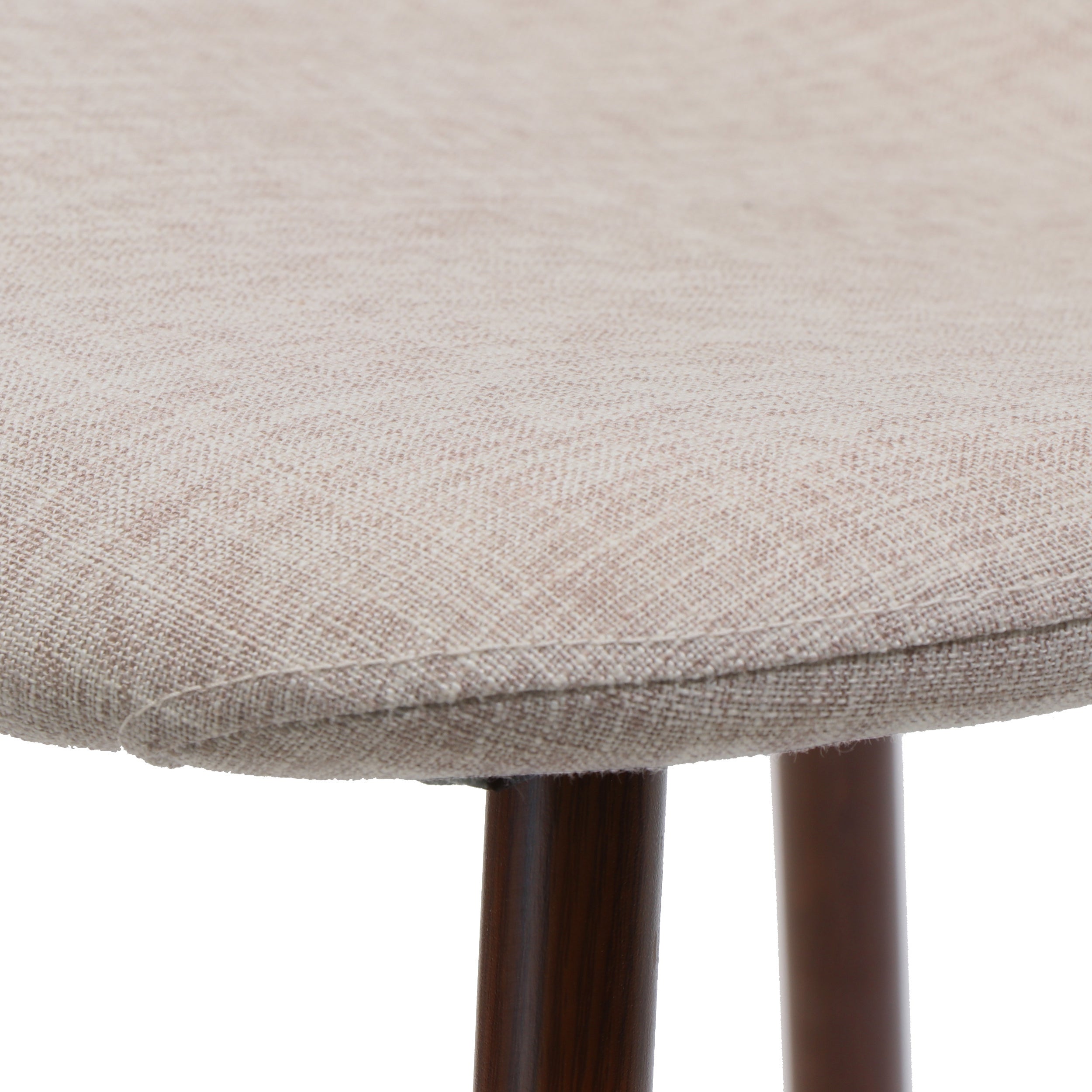 Elegant Wheat Fabric Dining Chair Set with Iron Legs and Dark Walnut