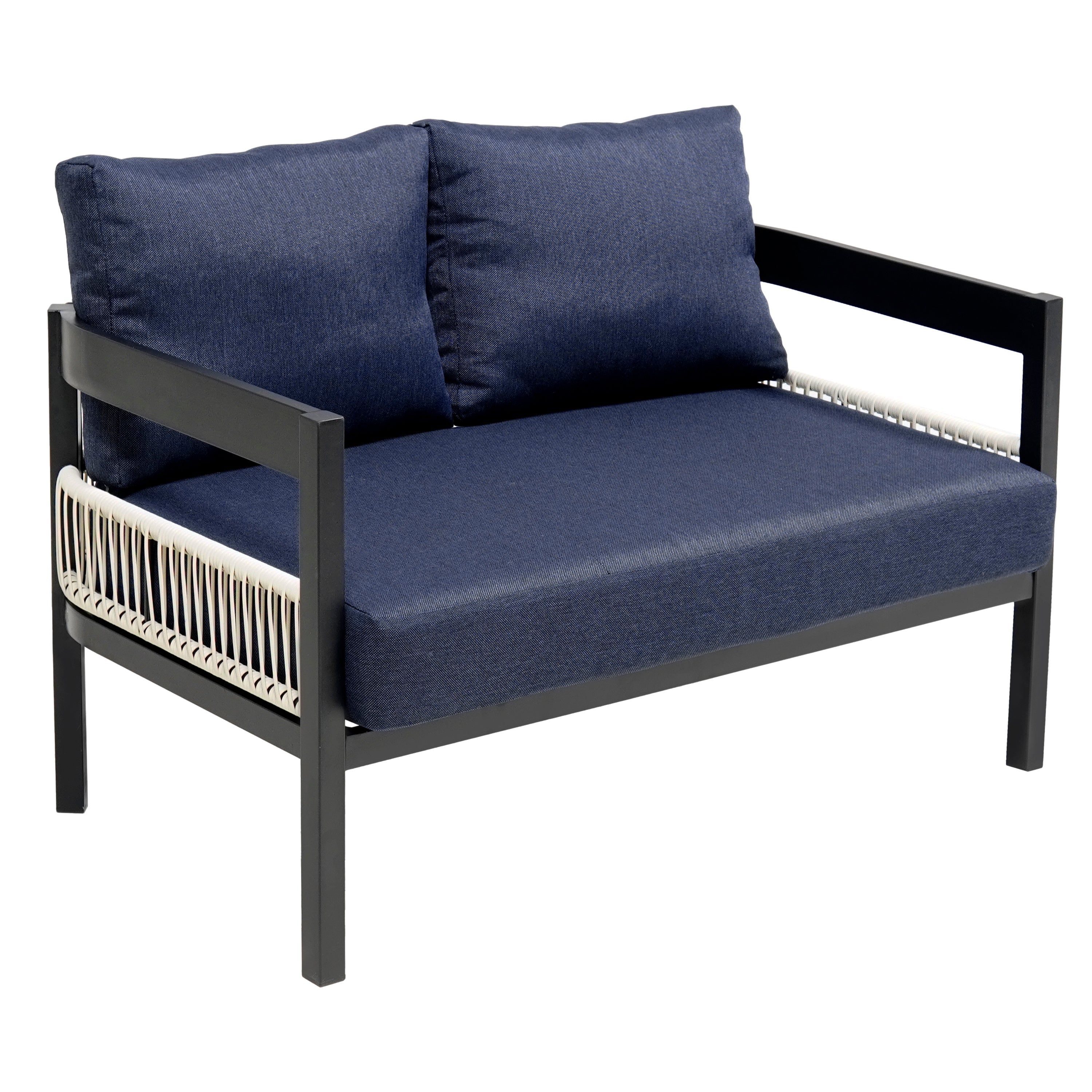 Multi-person Outdoor Iron Sofa Set with A table, Rattan Decoration,