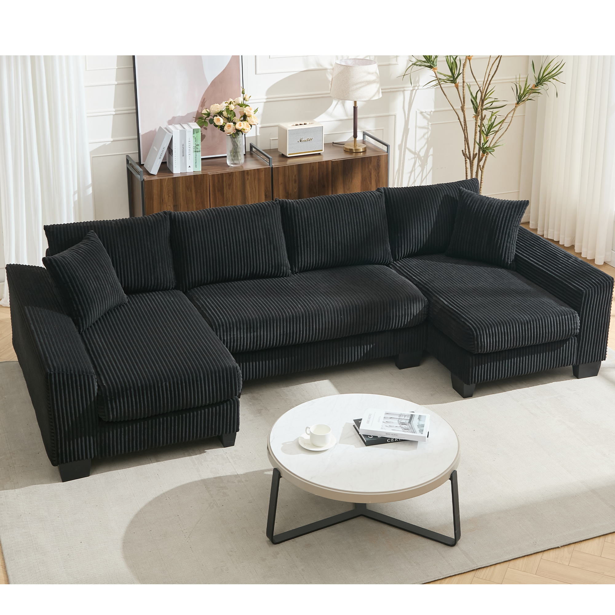 114' Sleeper Sofa,U Shaped Sofa , Pull Out Bed,Convertible Oversize 2