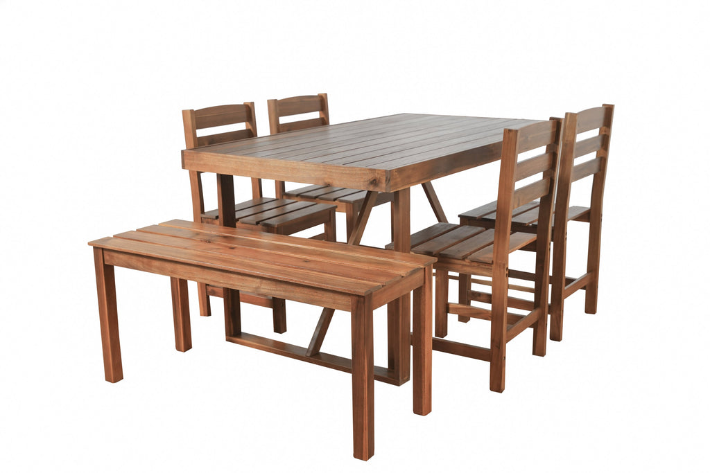 High-quality Acacia Wood Outdoor Table and Chair Set, Suitable for