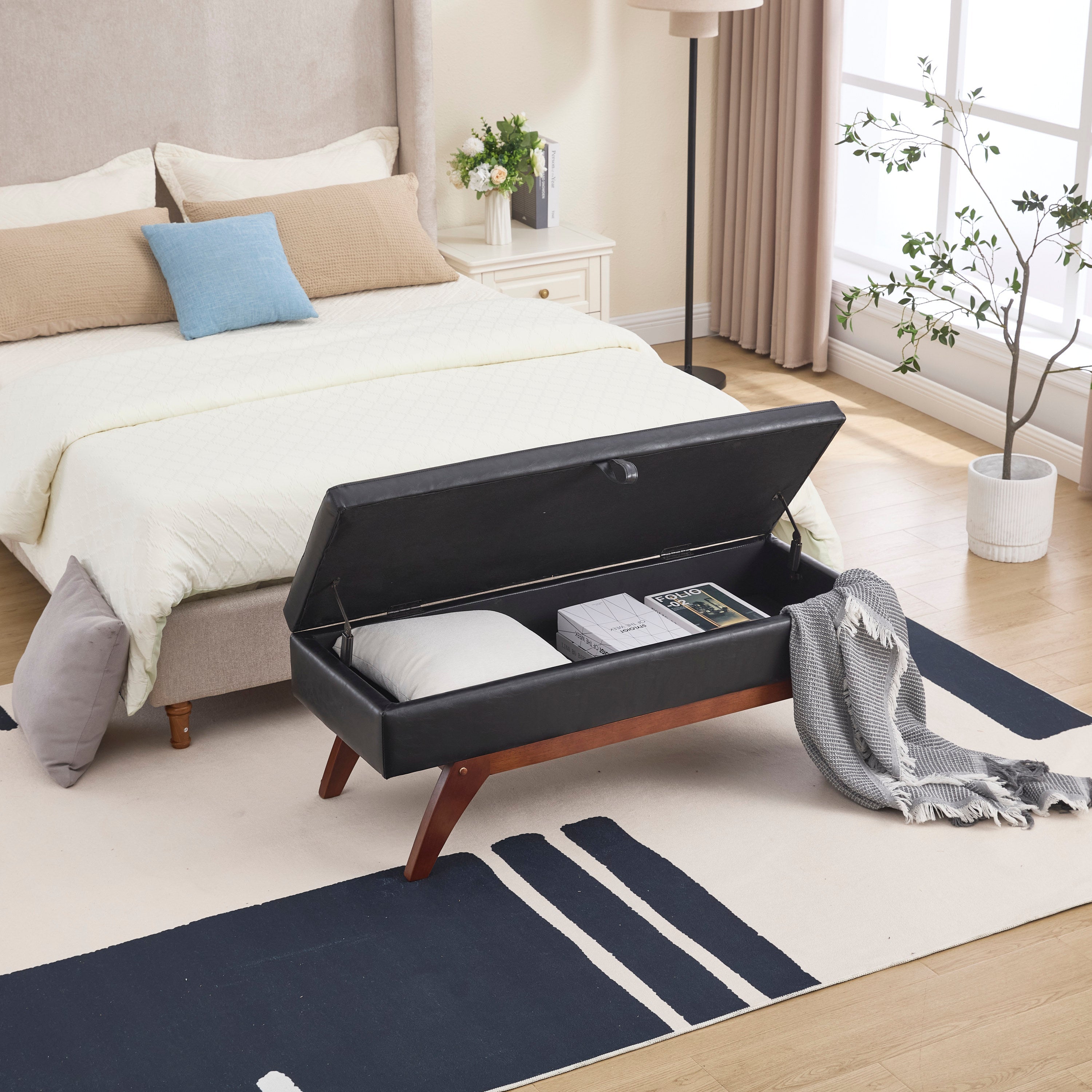 Teddy wool fabric, solid wood feet for solid weighing, and bed end