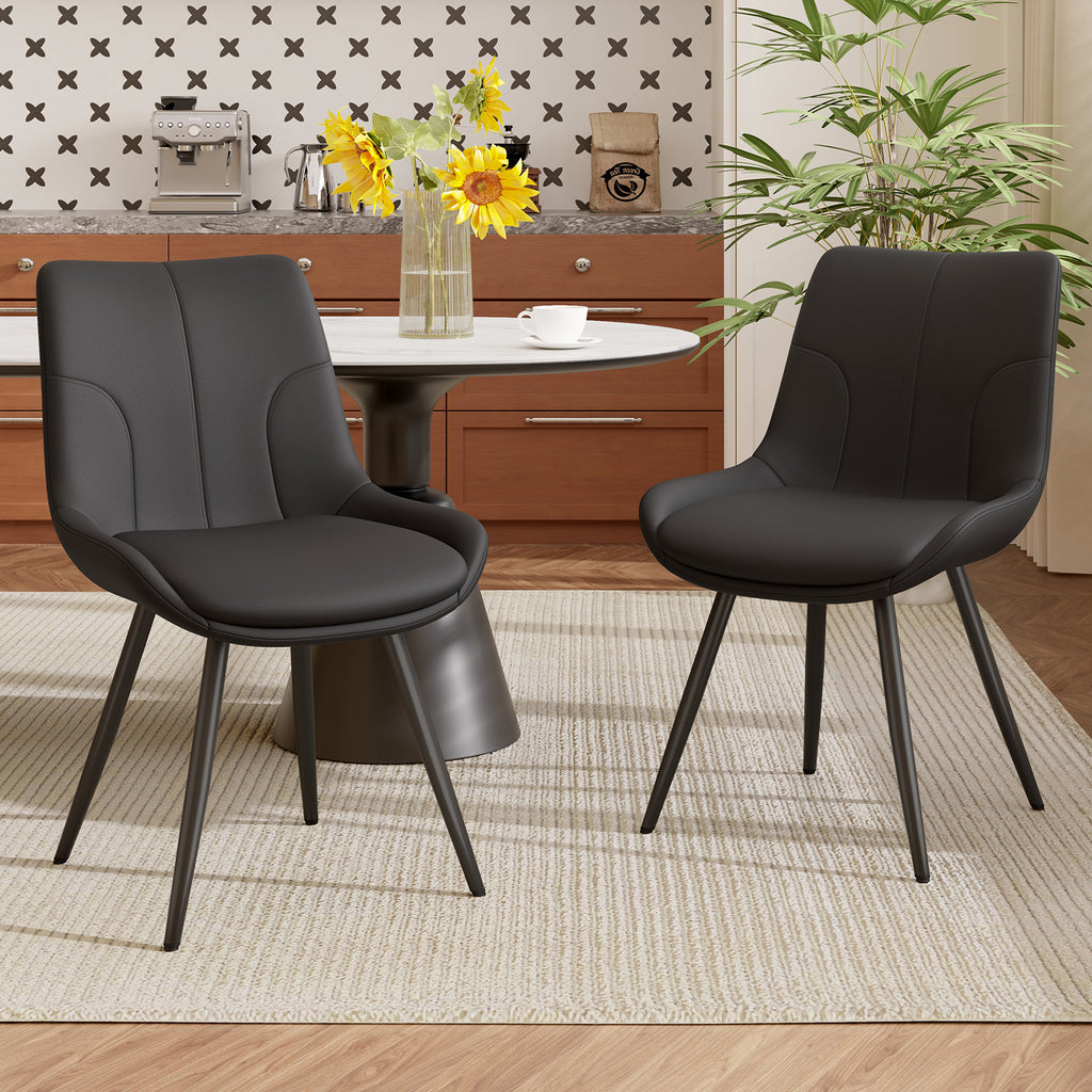A Set Of 2 Dining Chairs, Upholstered In Synthetic Leather, With Metal Chair Legs, Suitable For Dining Rooms, Living Rooms And Bedrooms