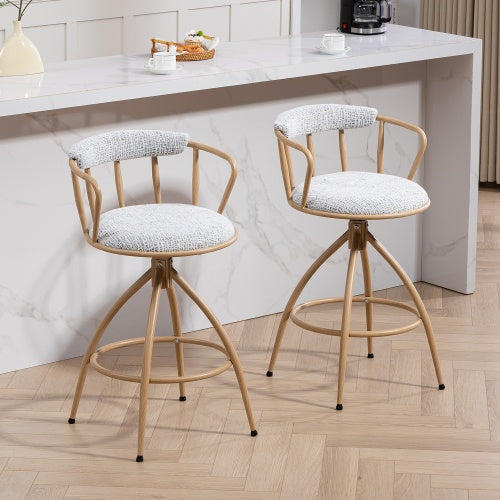 26 Swivel Counter Height Bar Stool, Set Of 2- Fabric Seat With Metal Frame, Modern Industrial Design Bar Chairs For Kitchen Island, Dining Room, Home Bar, Counter Seat
