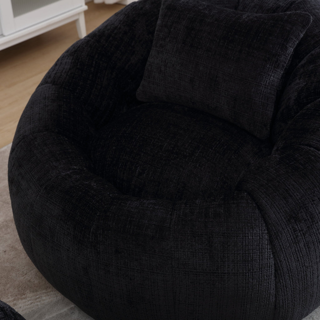 Modern Extra Large Round Bean Bag Chair with Footrest for Living Room,