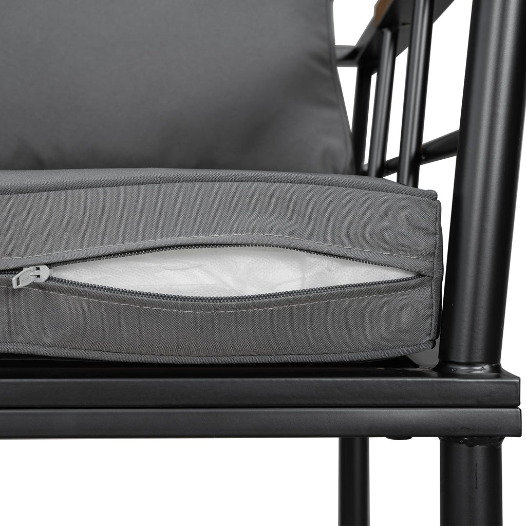 Iron Outdoor Dining Set with Acacia Wood Armrest Suitable For Patio,