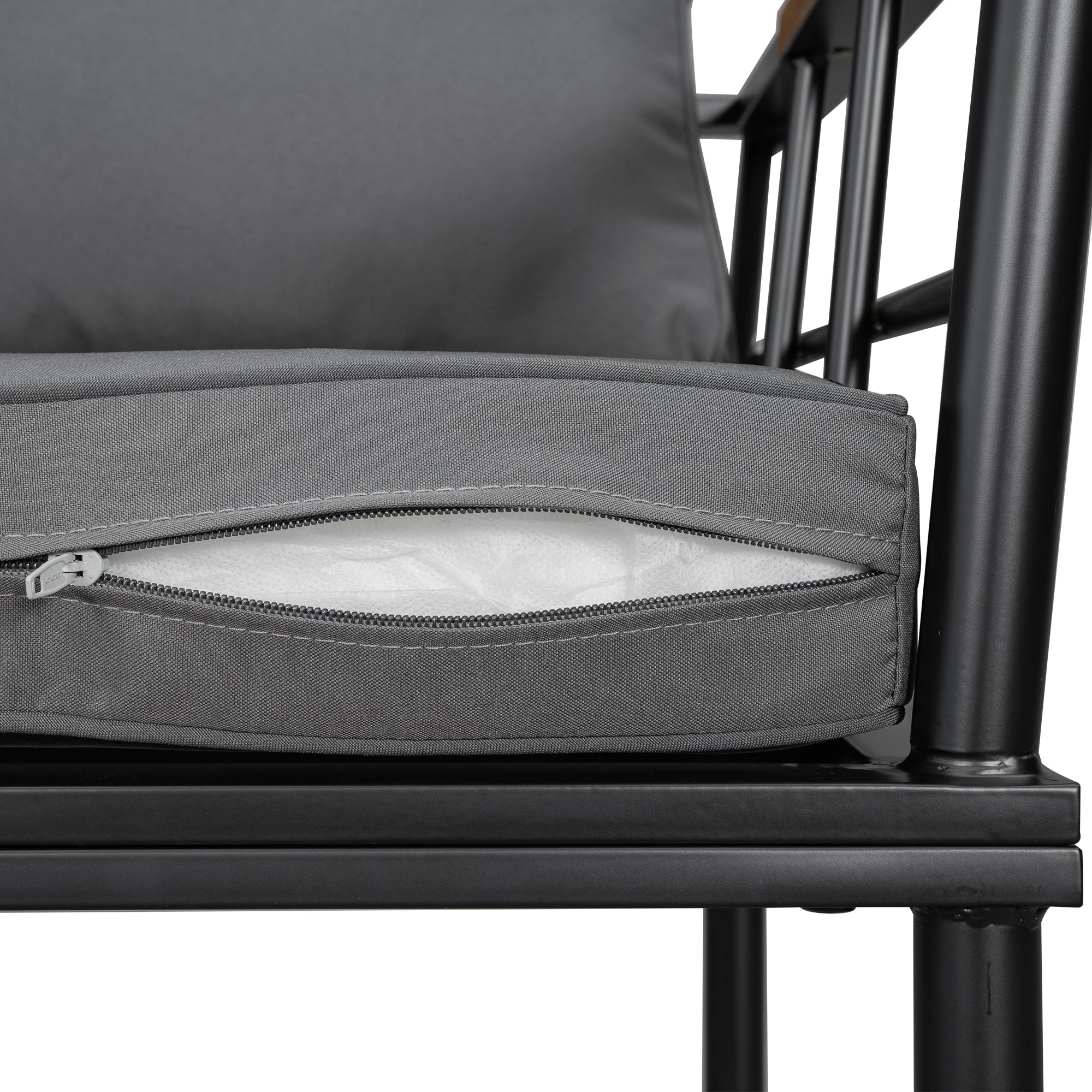 Iron Outdoor Dining Set with Acacia Wood Armrest Suitable For Patio,