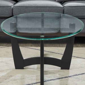48 Inch Oval Glass Coffee Table, Black Round Coffee Table Center Table