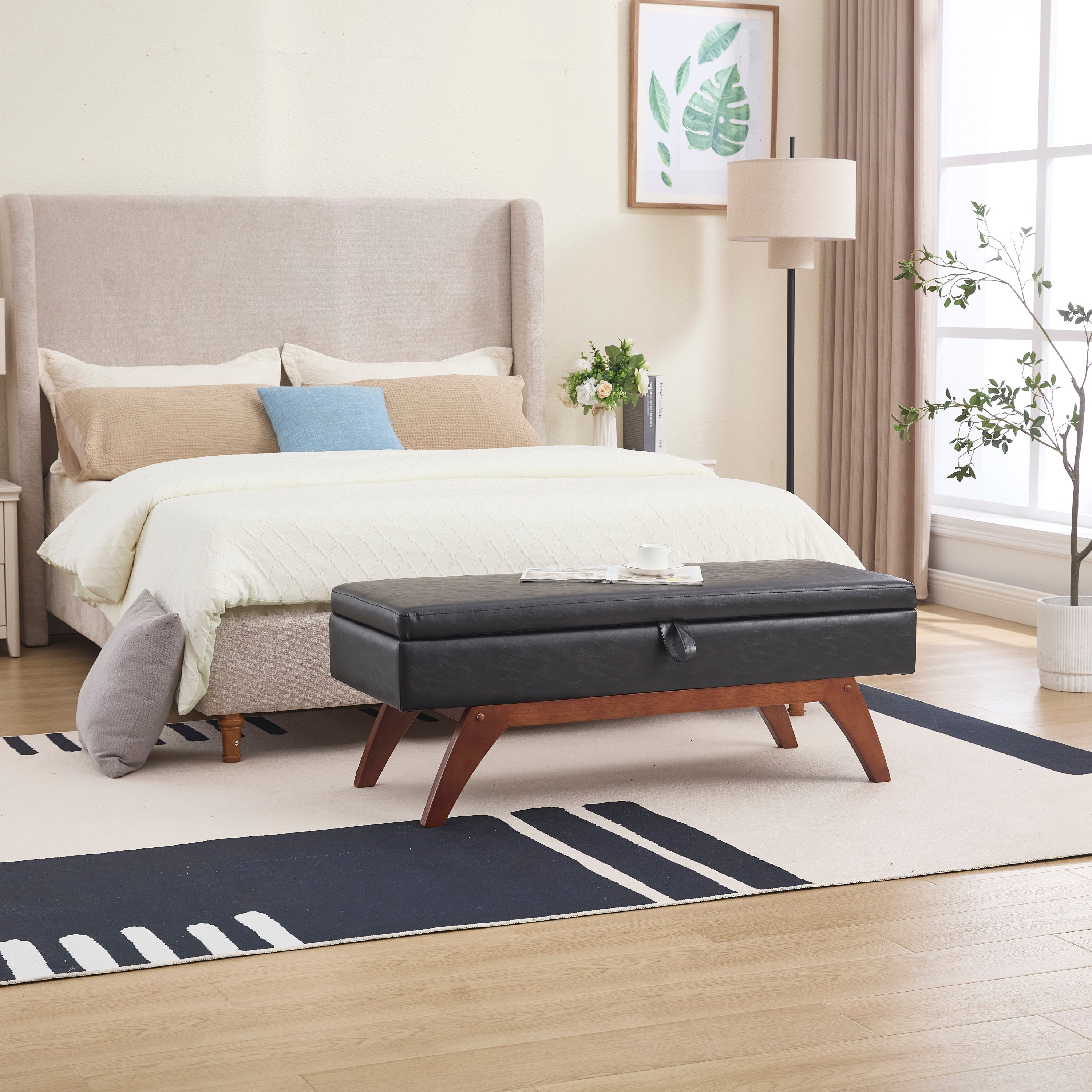 Teddy wool fabric, solid wood feet for solid weighing, and bed end