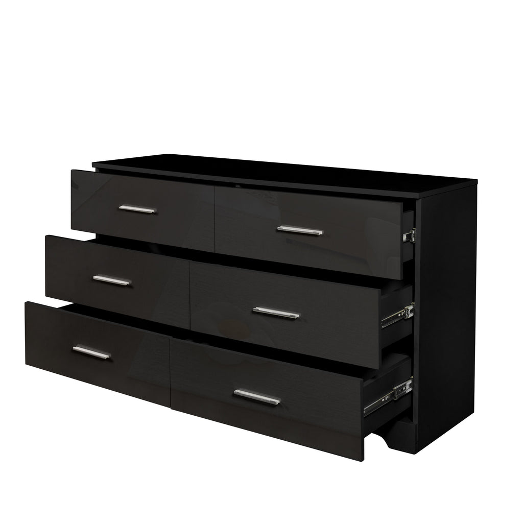 Black Particle Board With Triamcinol, Six Drawer Cabinet