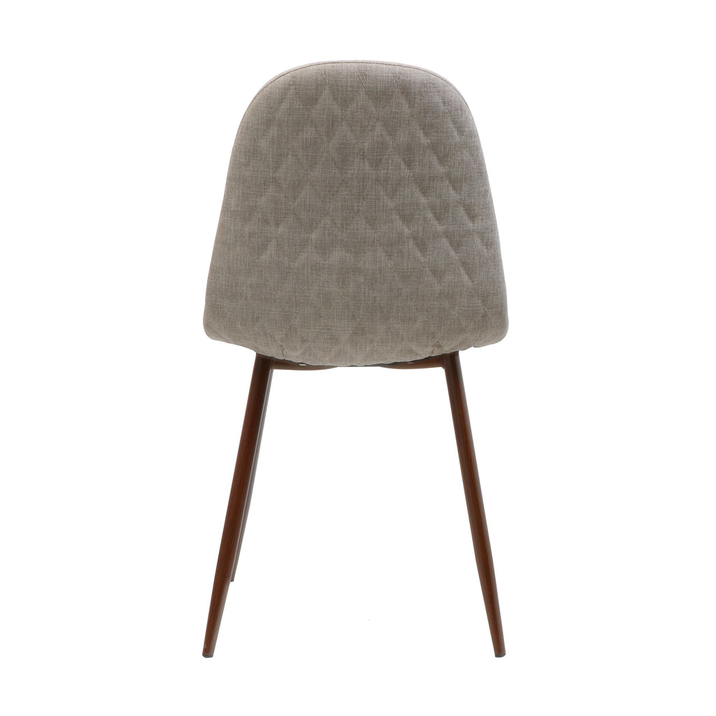 Elegant Wheat Fabric Dining Chair Set with Iron Legs and Dark Walnut