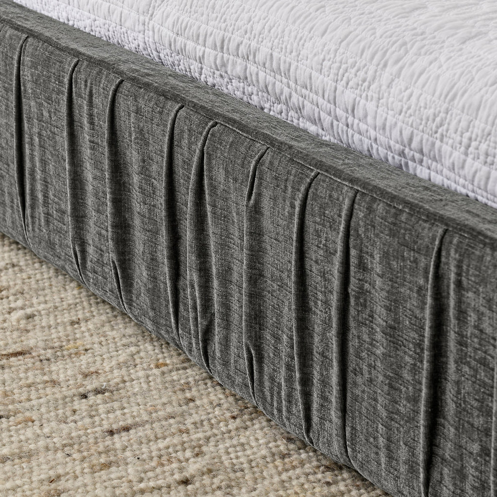 Modern Queen Size Upholstered Bed Frame with Chenille Fabric and