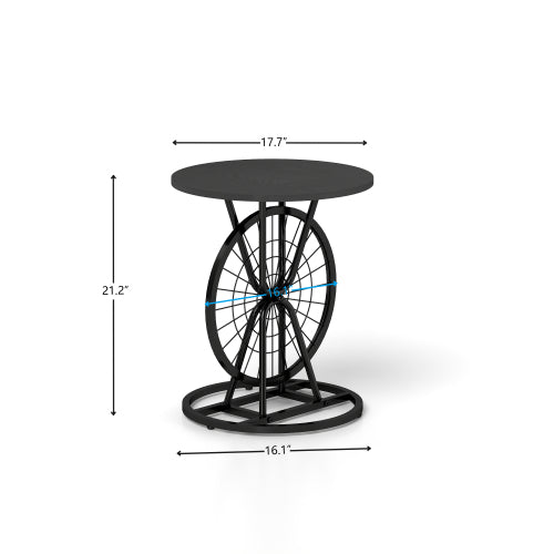 2 Piece Vintage Industrial Wheel Design Side Table