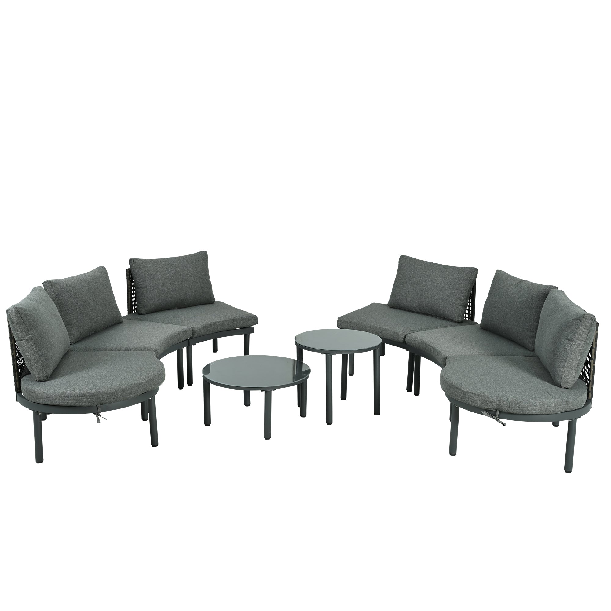 8-Piece Patio Sofa Furniture Set, Half Moon Outdoor Sectional Sofa