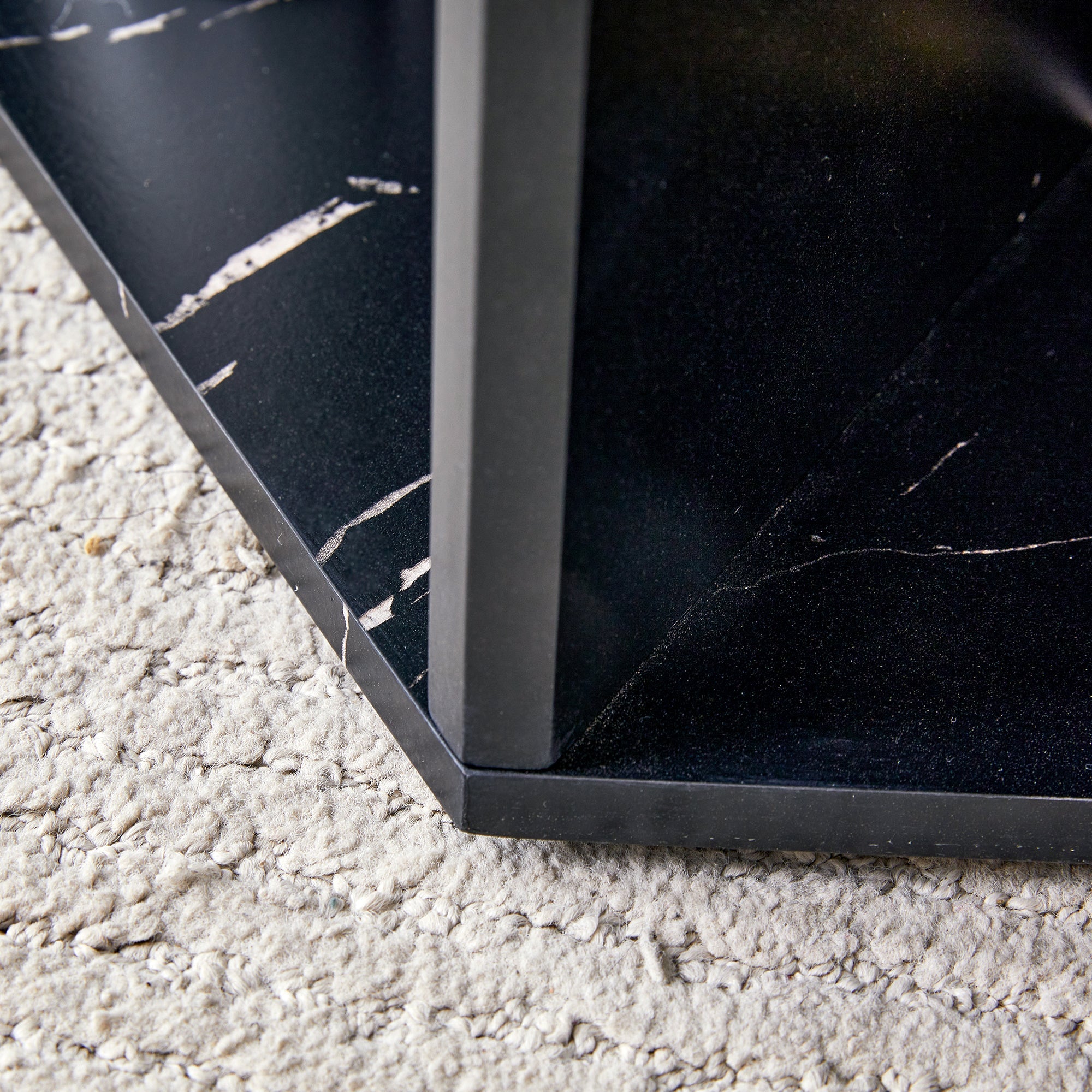 Hexagonal MDF Coffee Table with Characteristic Pattern Stickers and