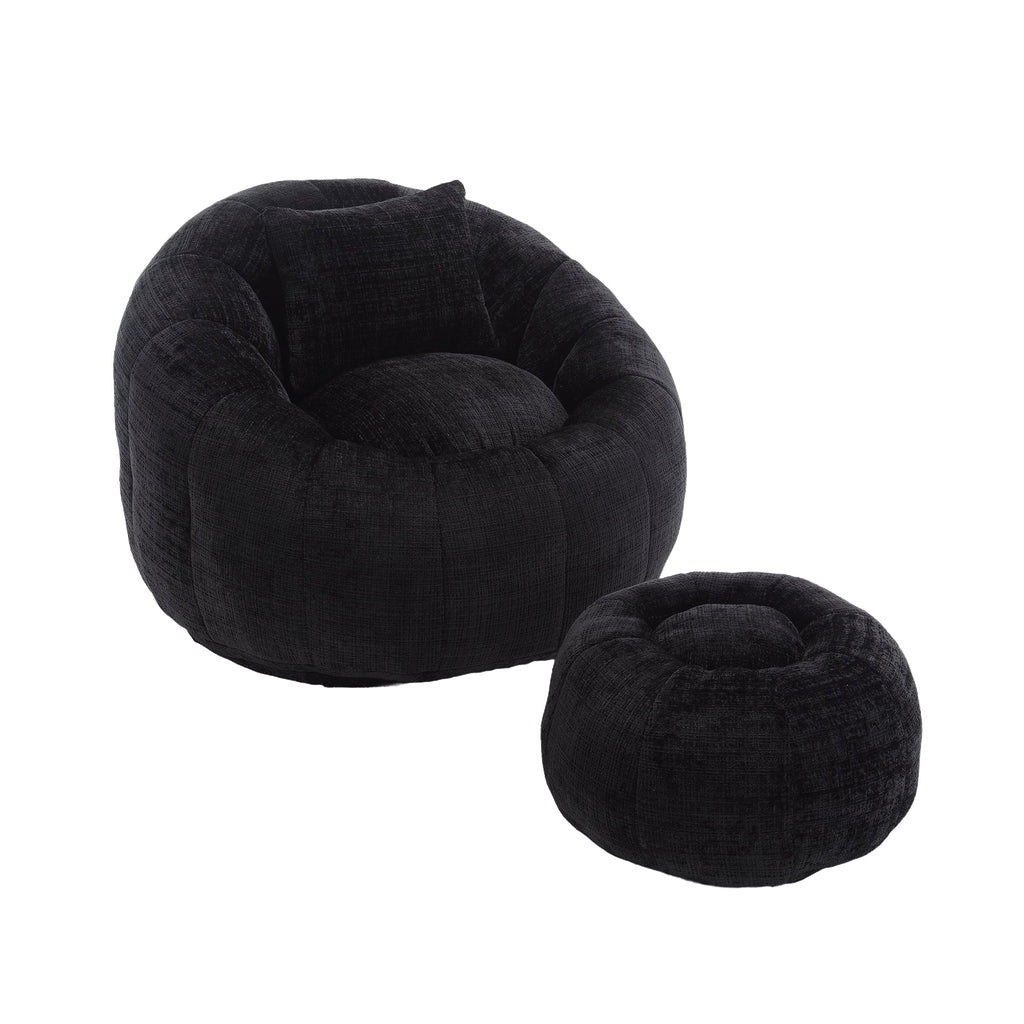 Modern Extra Large Round Bean Bag Chair with Footrest for Living Room,